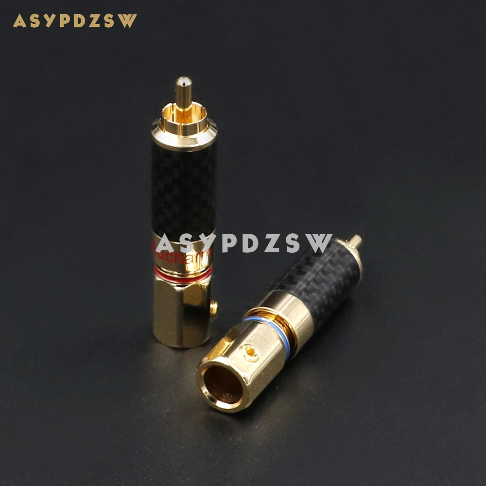 1 Pair Audiophile HIFI Pure copper gold-plated 8.5mm Lotus plug Preamplifier/DAC/Amplifier RCA Male plug