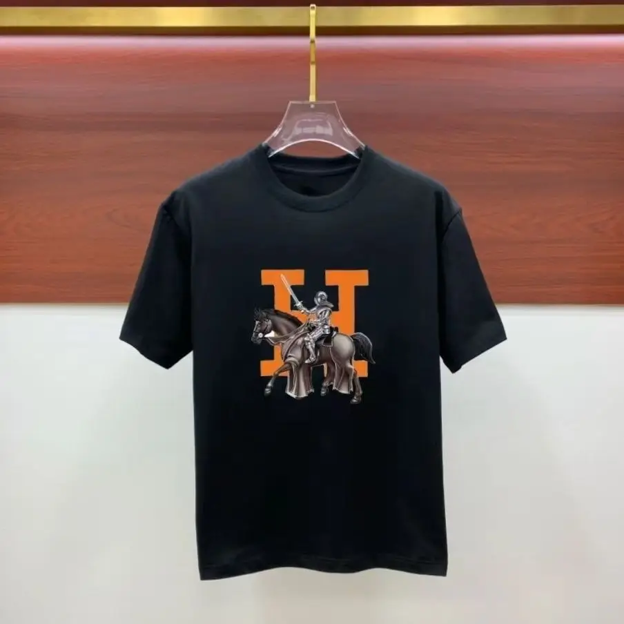 

Новая модная мужская и женская футболка с короткими рукавами и принтом Warhorse, корейская тонкая свободная универсальная футболка большого размера