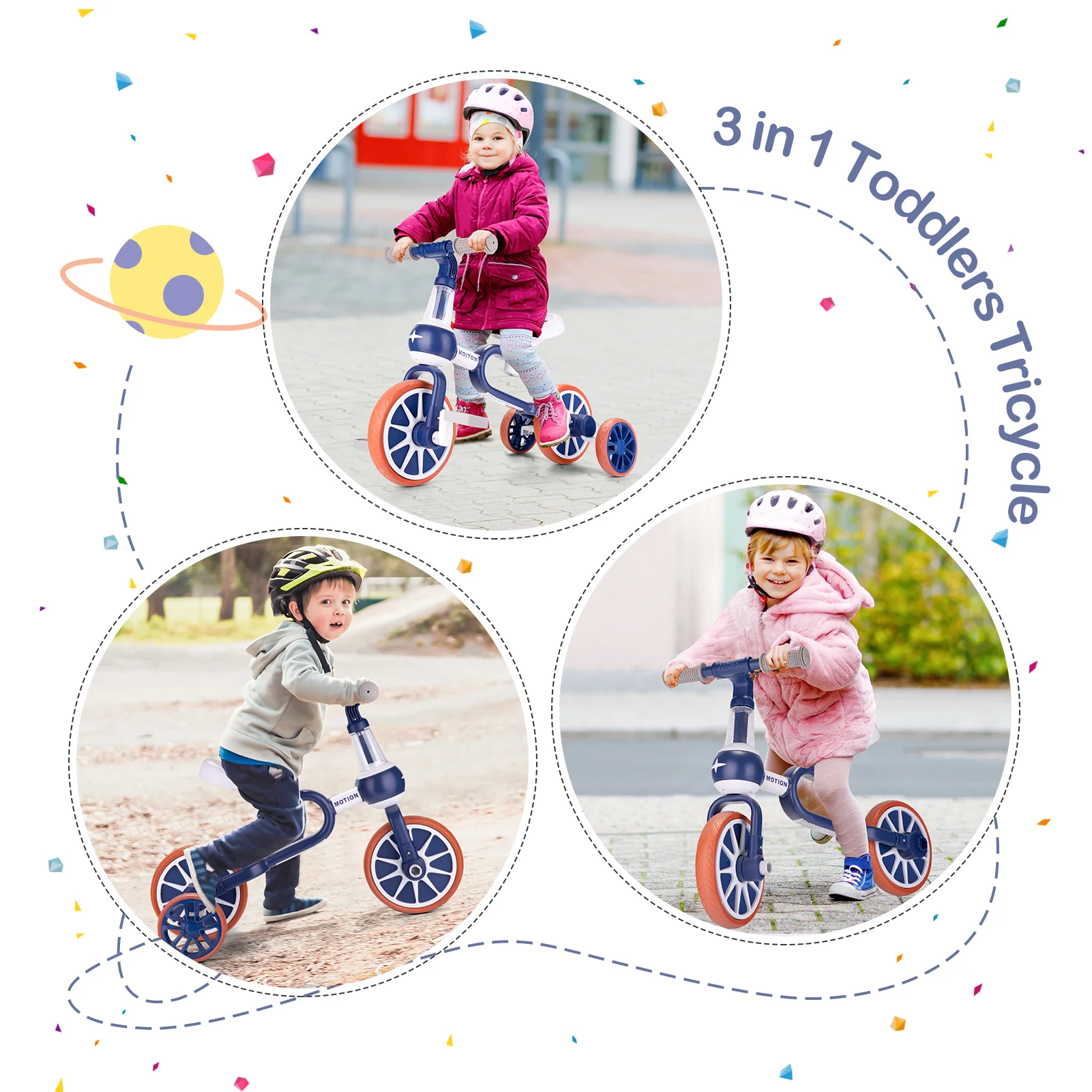 2 in 1 Convertible Toddler Tricycle, Kids Balance Bike with Pedals, Anti Rollover 3 Wheel Ride On Toy for 1-4 Year Old Boys Girls view 7