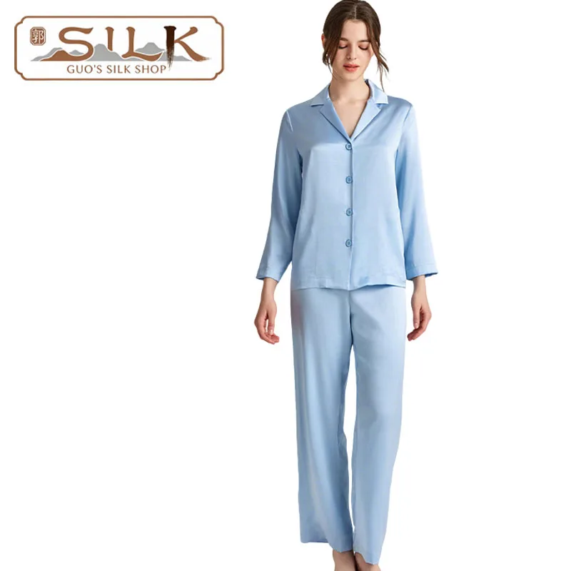 

Natural Silk Women's Set - Long-Sleeved Long Pants 2-Piece Set for High-End Casual Homewear, Comfortable and Skin-Friendly