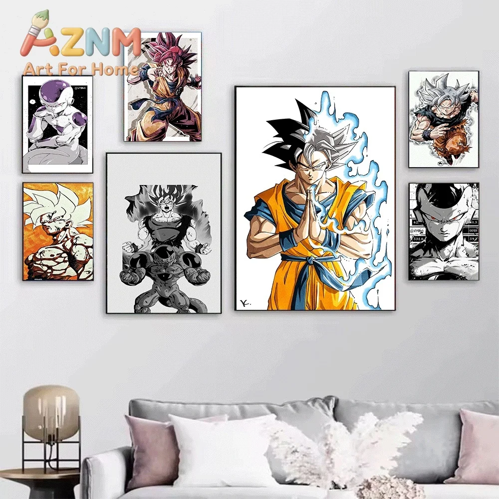 Dragon Ball Anime Canvas Wall Art No Frame Goku Ultra Instinct Frieza Manga Print Painting Home Living Room Bedroom Decor Art