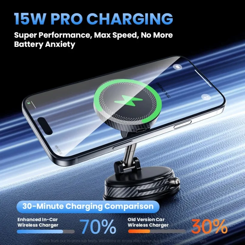 Magnetic Wireless Charger Mount Vacuum Suction Cup Car Phone Holder Stand For iPhone 17 16 15 14 13 12 Pro Max Fast Charging