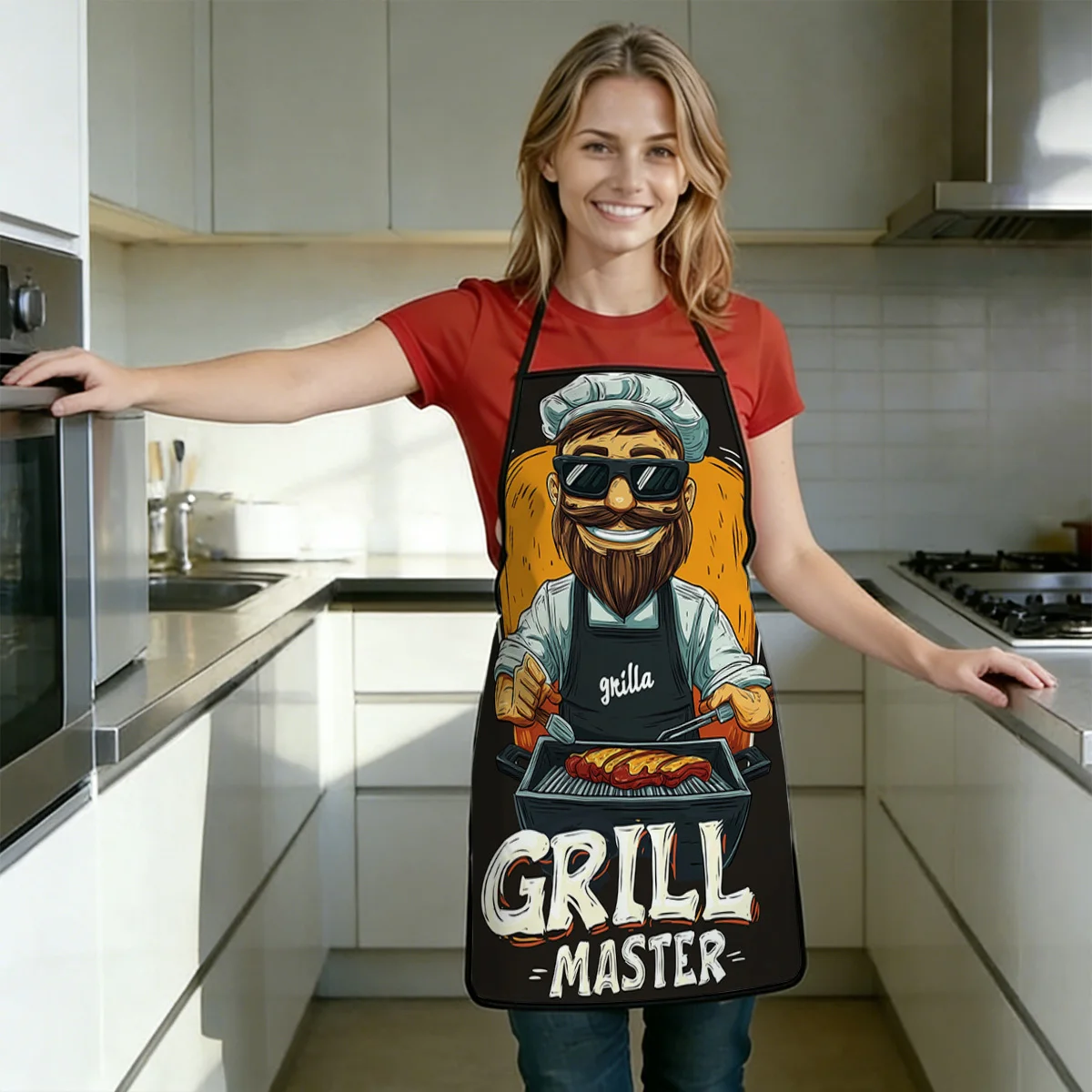 Funny Grill Master Apron BBQ Cook Gift Apron for Men Women Outdoor Cooking Party Wear