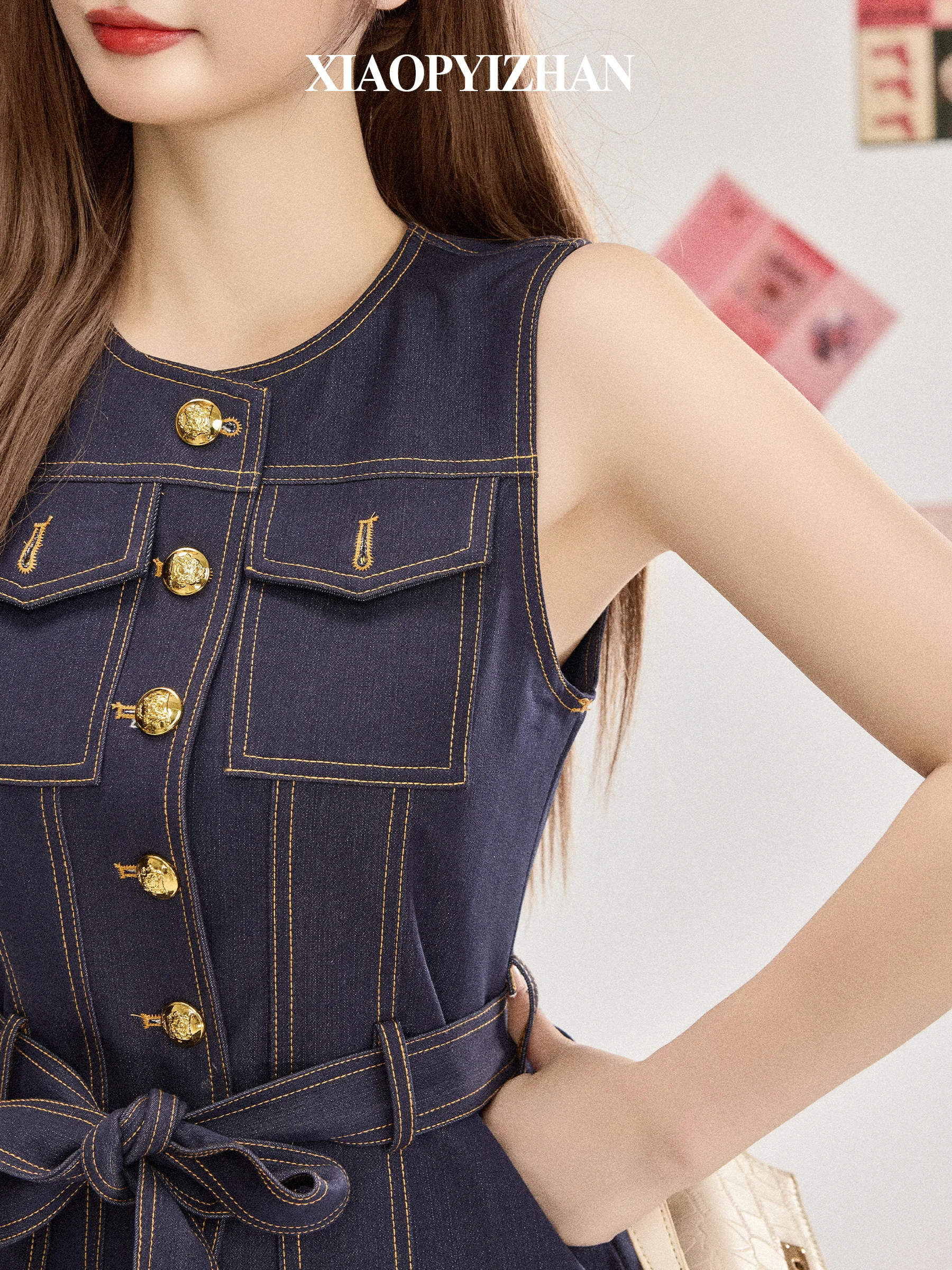 Ele Denim Set المرأة أوائل الخريف الخصر مقصوص Svel سترة مستقيمة الساق السراويل قطعتين دعوى عالية الخصر السراويل بعقب... #4