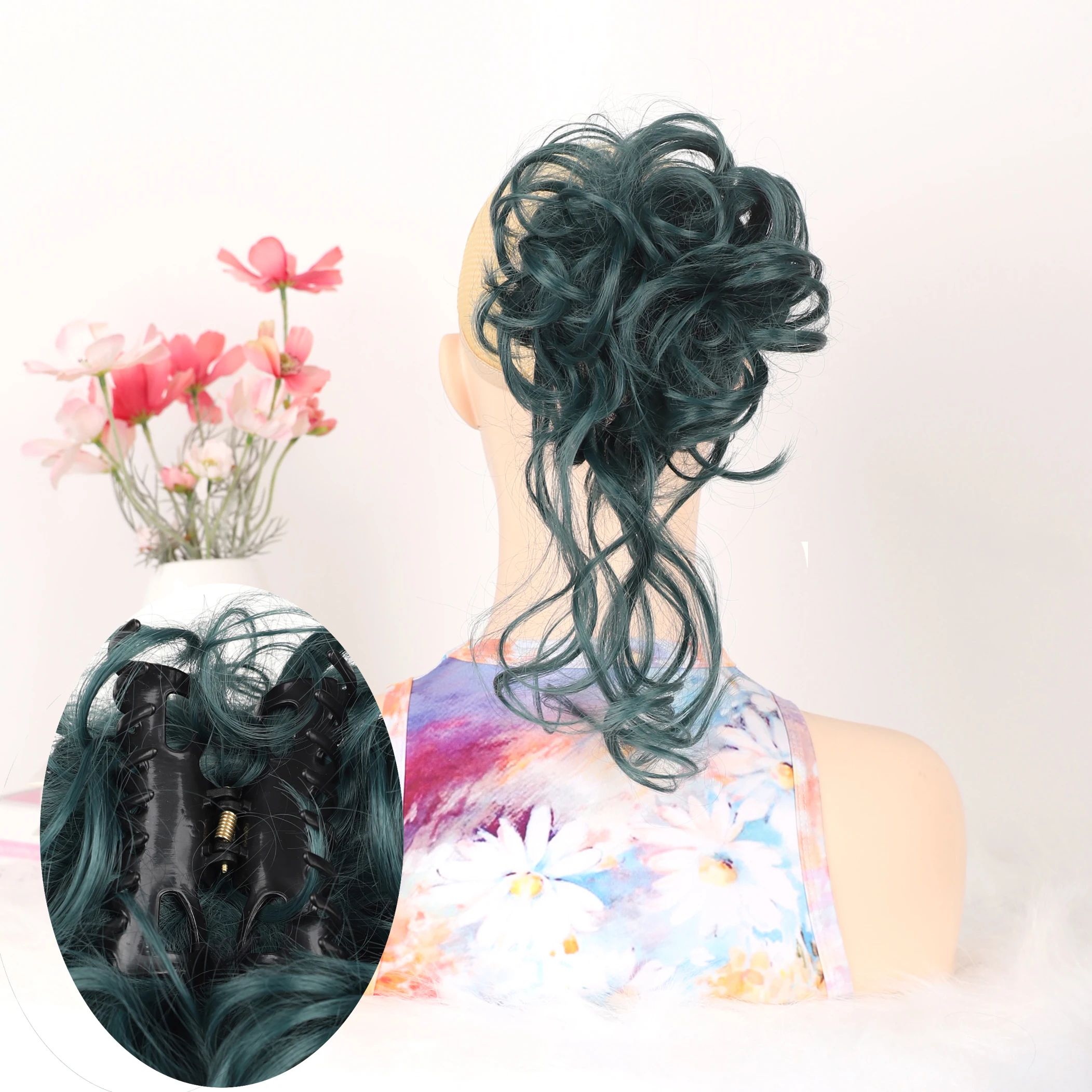 Synthetic Curly Messy Claw Clip Ponytail Bun Soft Heat Resistant Easy Install Tousled Updo for Women Daily Party Hair Accessory