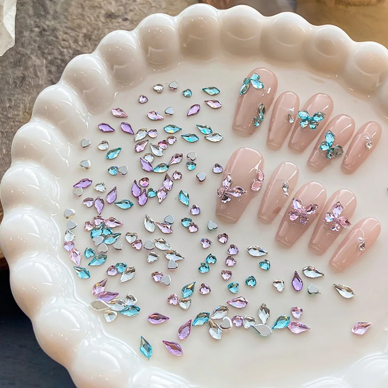 20 stuks kleurrijke glanzende nagelbedels mini 3D glitter strass nagelkunst decoratie nagelaccessoires diy manicure ontwerp decoratie