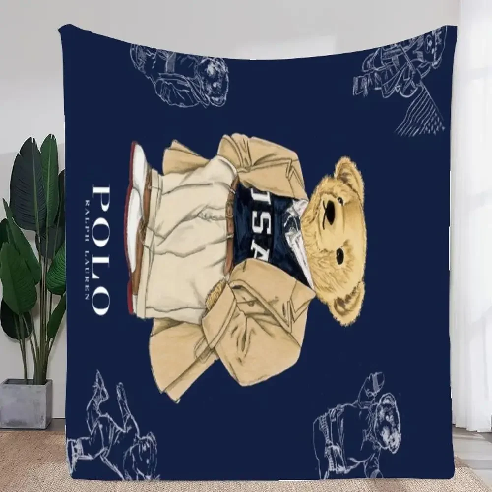 بطانية بولو بير القطيفة الأنيقة المريحة مع تصميم رالف لورين تيدي لراحة ديكور المنزل