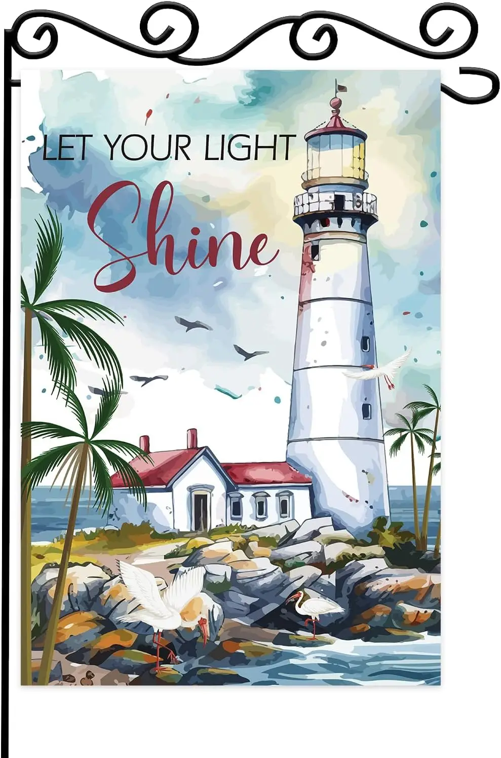 Bible Verse Let Your Light Shine Garden Flag,Beach Coastal Lighthouse Decorative Garden Flag,Ocean Beach Yard Outside Decoration