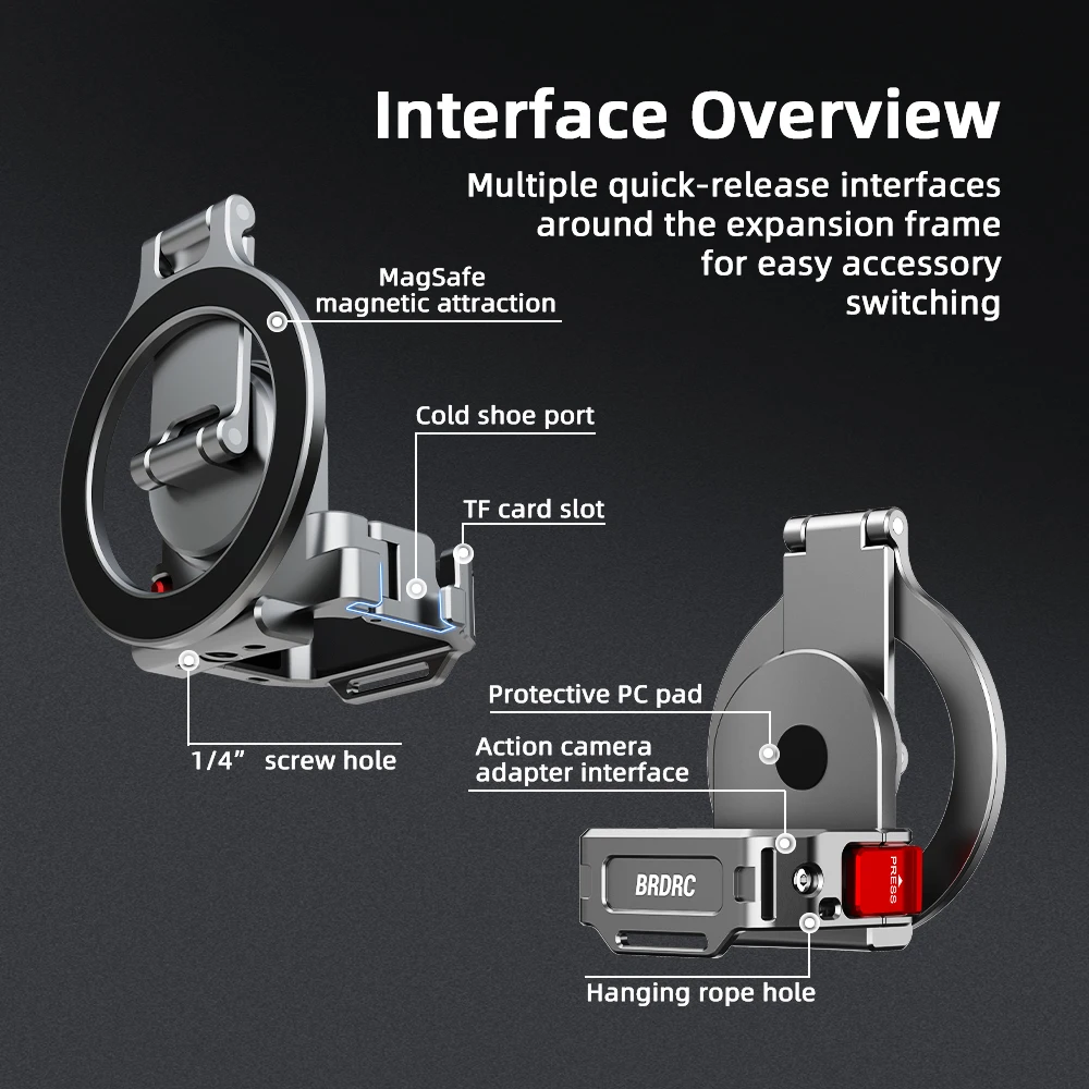 BRDRC Magnetischer Adapter für DJI Pocket 3 Teleprompter-Halterung, Kamera-Livestreaming-Halterung, Erweiterungsrahmen-Zubehör – Detail 3