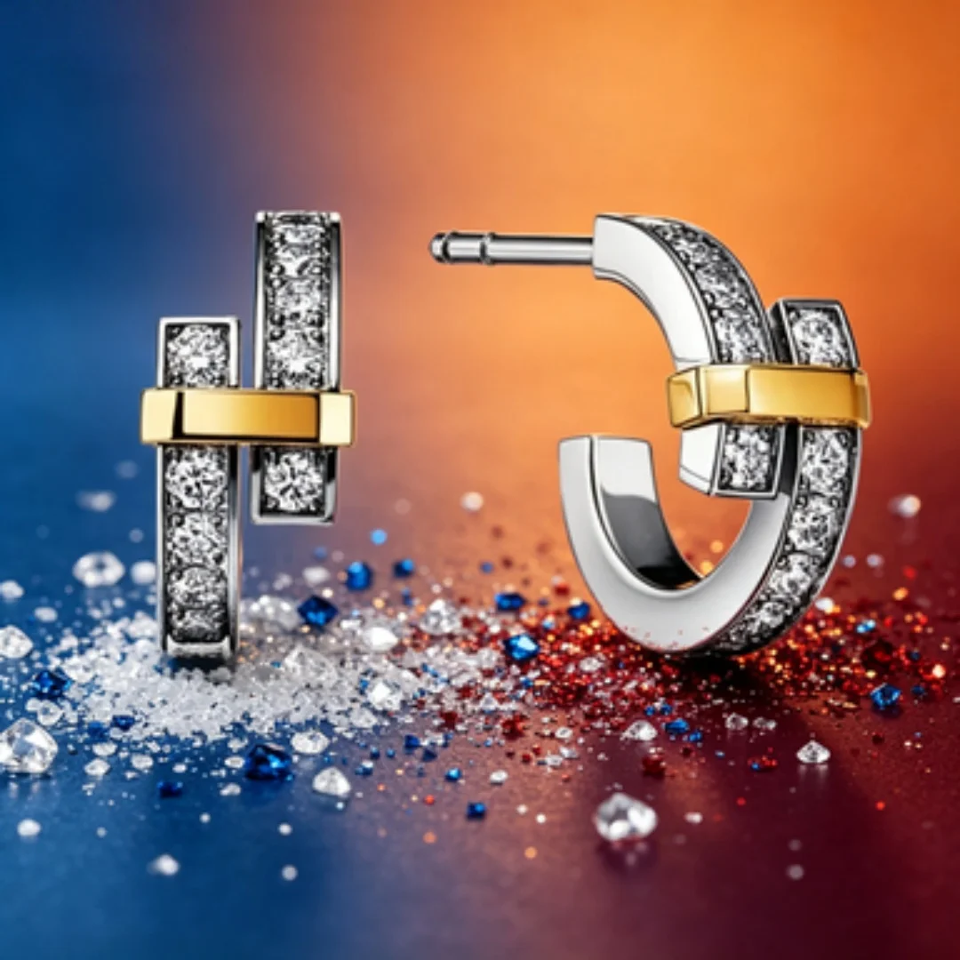 

Extremely simple style two tone C-shaped earrings for daily dating, light luxury accessories