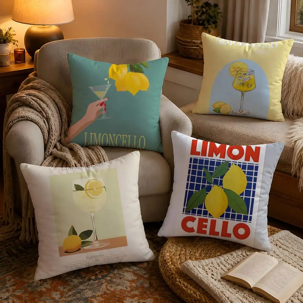 Anime Limoncello Cocktail Cushion Cover Soft Plush Cushion Cover Double Print And Invisible Zipper For Sofa Home Car Use