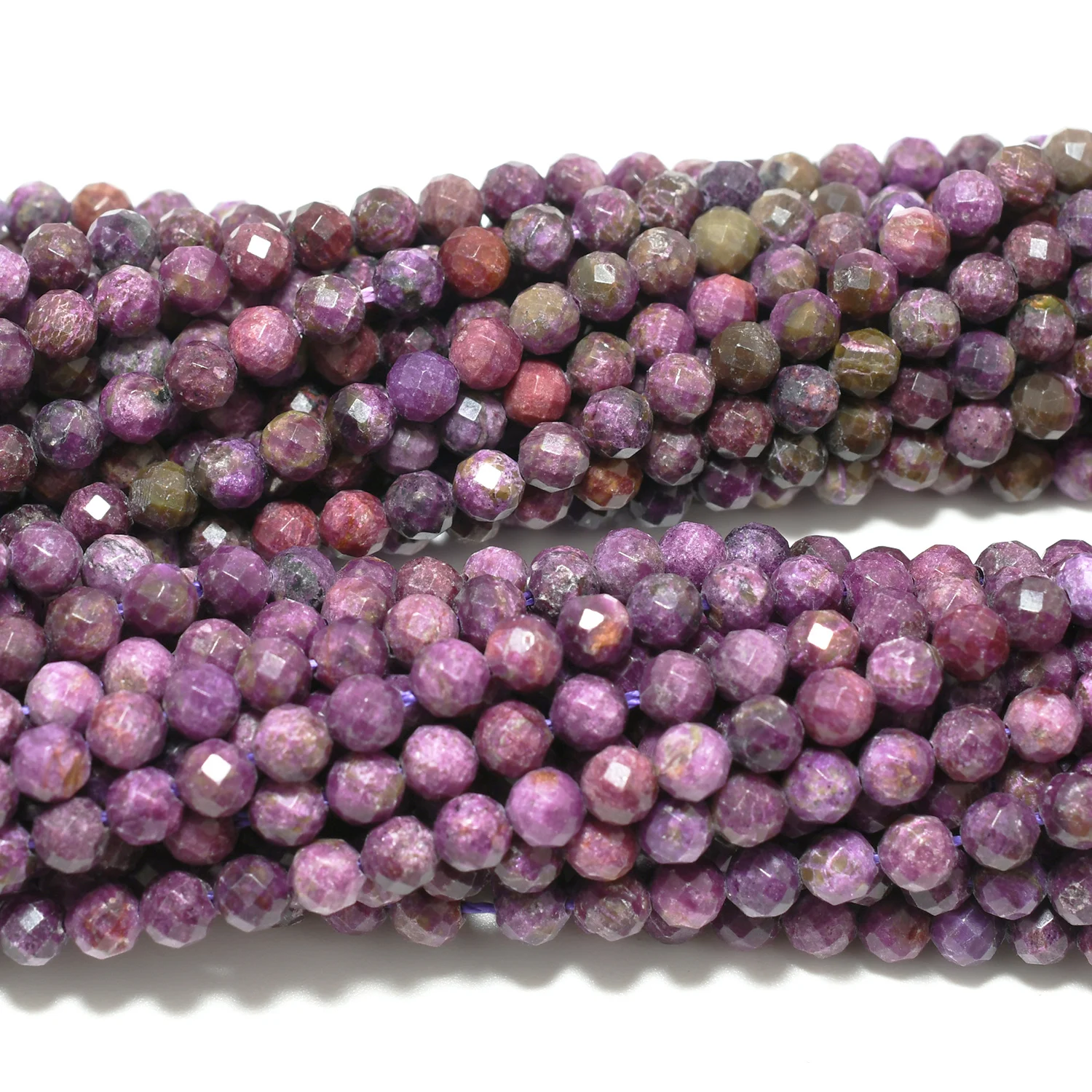 Cuentas redondas facetadas de stichtita natural de 4 mm