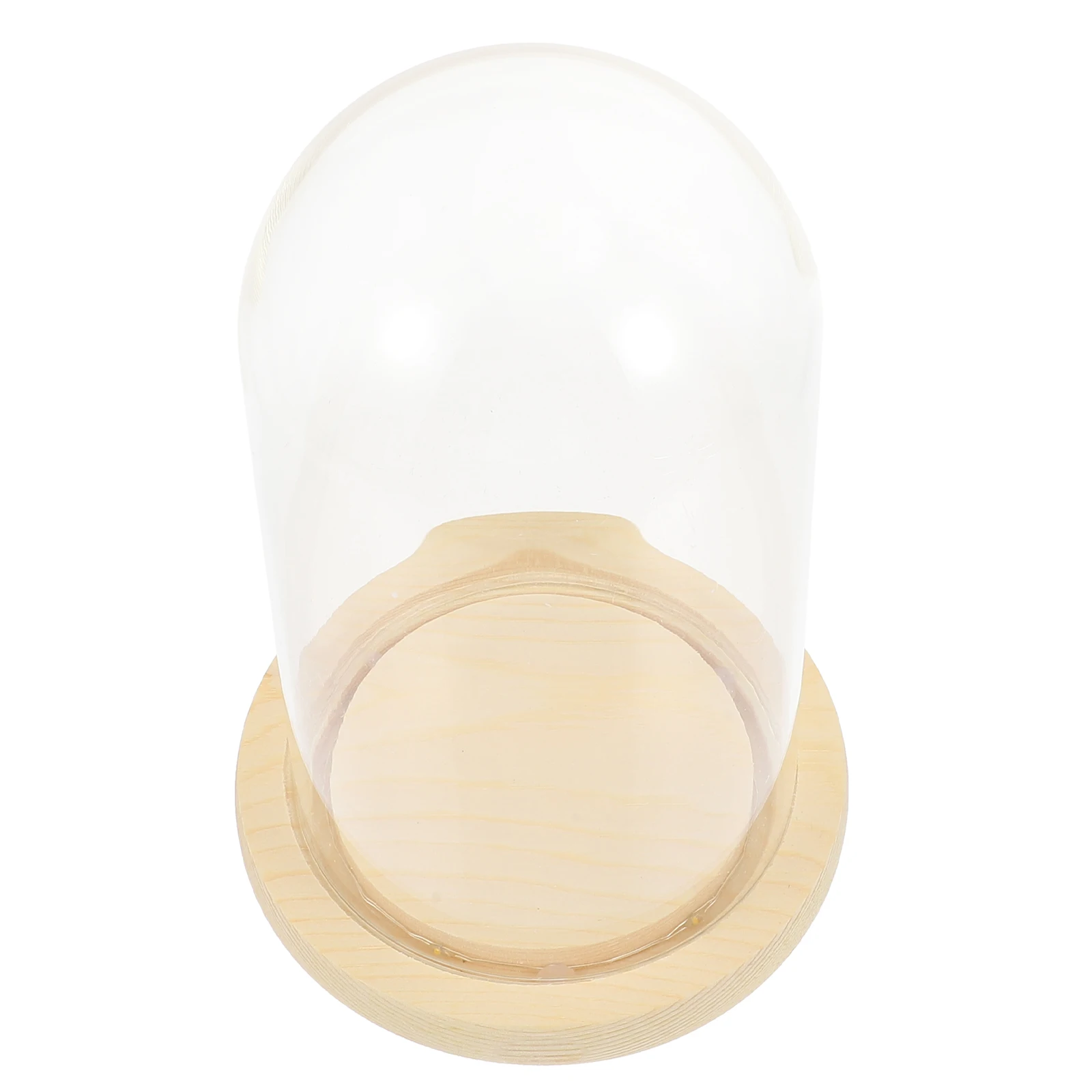 

1 Set Preserved Glass Dome with LED Light for Floral Crafts Desktop Decor Wood Base MERRYHAPY