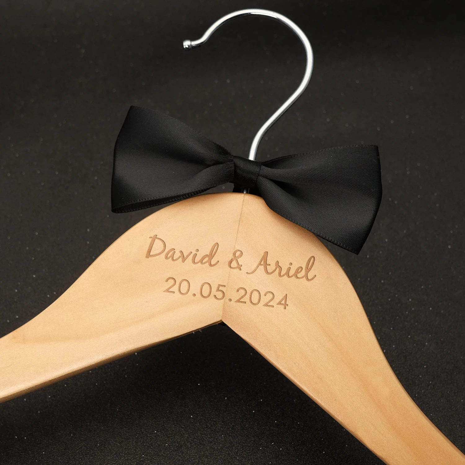 Personalised Wedding Hanger Custom Wedding Dress Hanger Bridal Hanger Engraved Names and Date Wood Hanger Bridal Shower Gifts