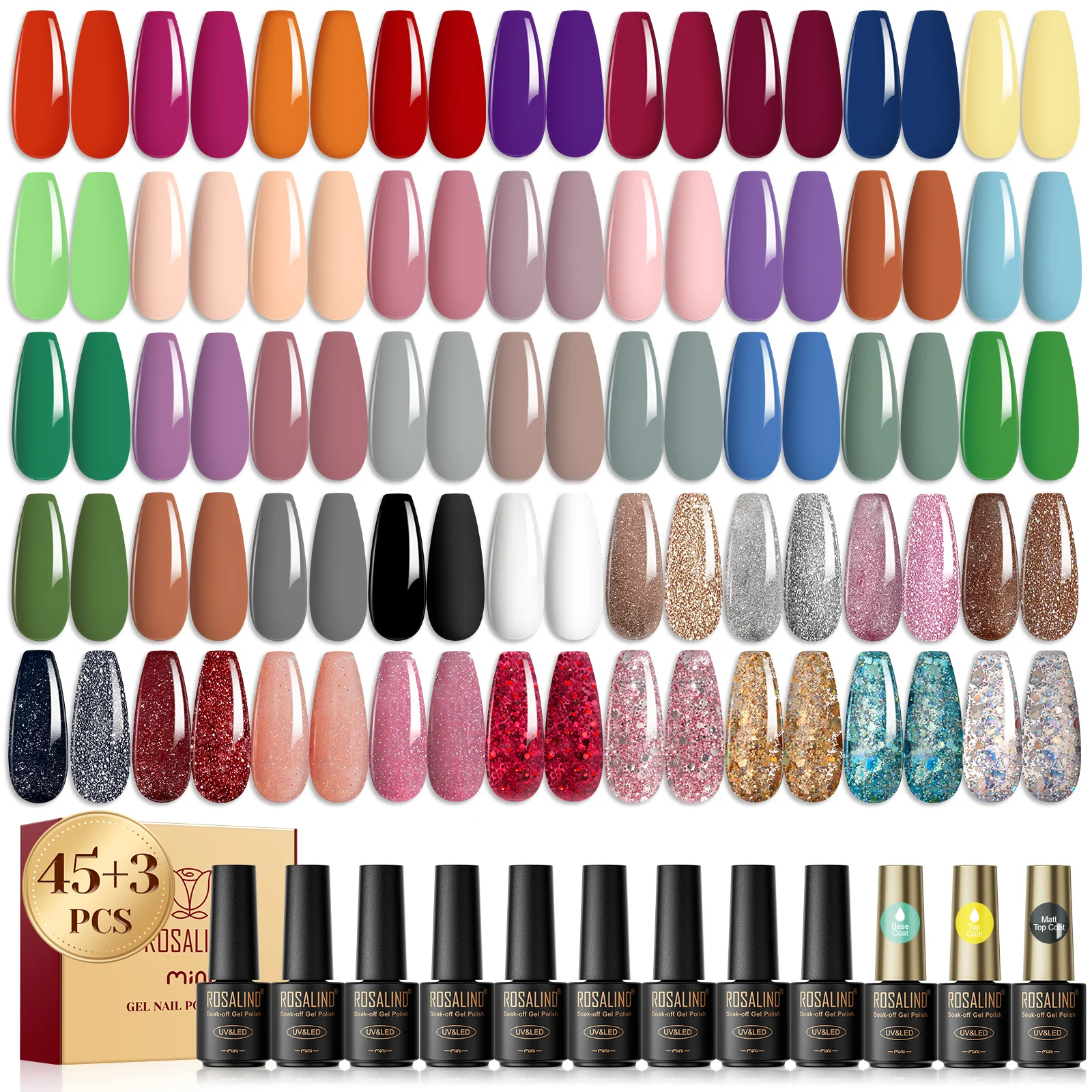 

Гель-лак для ногтей Rosalind, набор из 48 шт., мини-лак для ногтей, 5 мл, погружной полировщик для ногтей, стойкий набор лаков для ногтей с УФ-гелем.