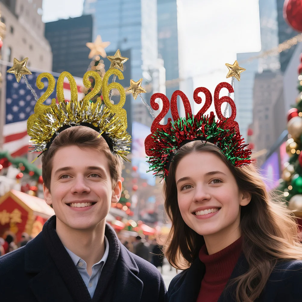 

8Pcs New Year Party Headband 2026 Glitter Eyeglasses Head Bopper New Years Eve Photo Props 2026 Party Headband