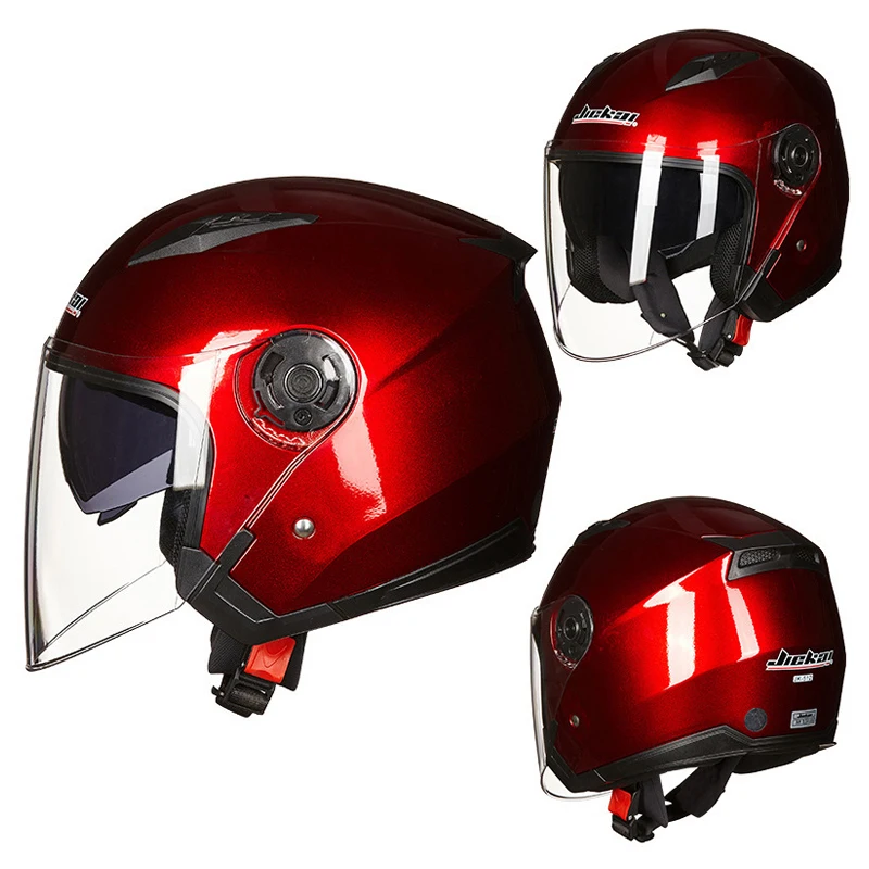 Männer Frauen offenes Gesicht Motorrad helm Doppel linse Retro Vintage 3/4 Jet Helm Half Cafe Racer Elektro roller Fahrrad Punkt genehmigt