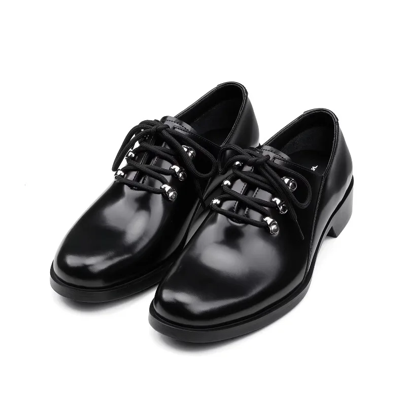 

Мужские туфли-лоферы из натуральной кожи от британского дизайнера, черные, из воловьей кожи, с острым носком, в стиле дерби, для повседневной носки, мужская кожаная обувь