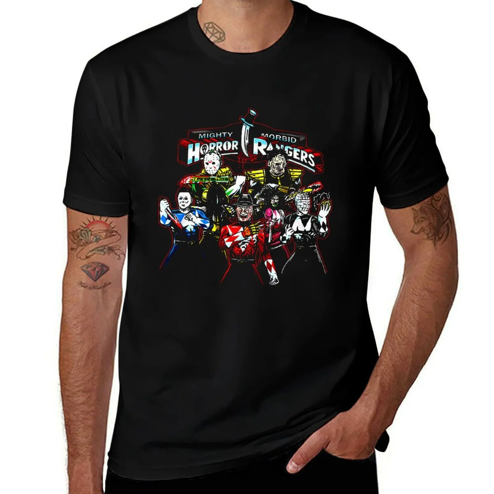 T-shirt Mighty Morbid Horror Rangers en coton doux anti-rétrécissement