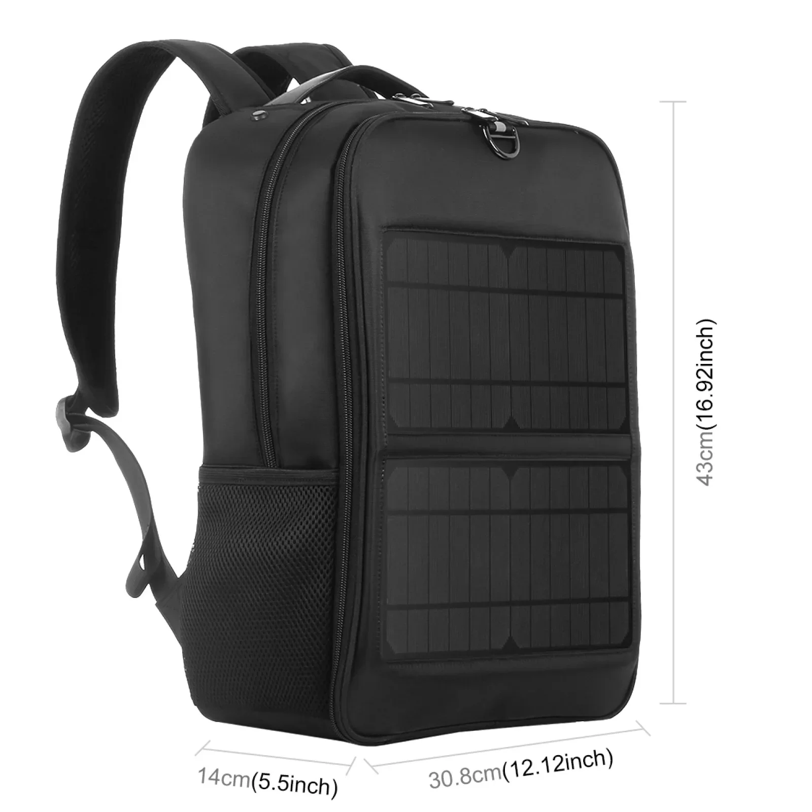 Solar Backpack 12/20W Panel Powered Laptop Bag Water-resistant Large Capacity with External USB Charging Port New men\'s bag