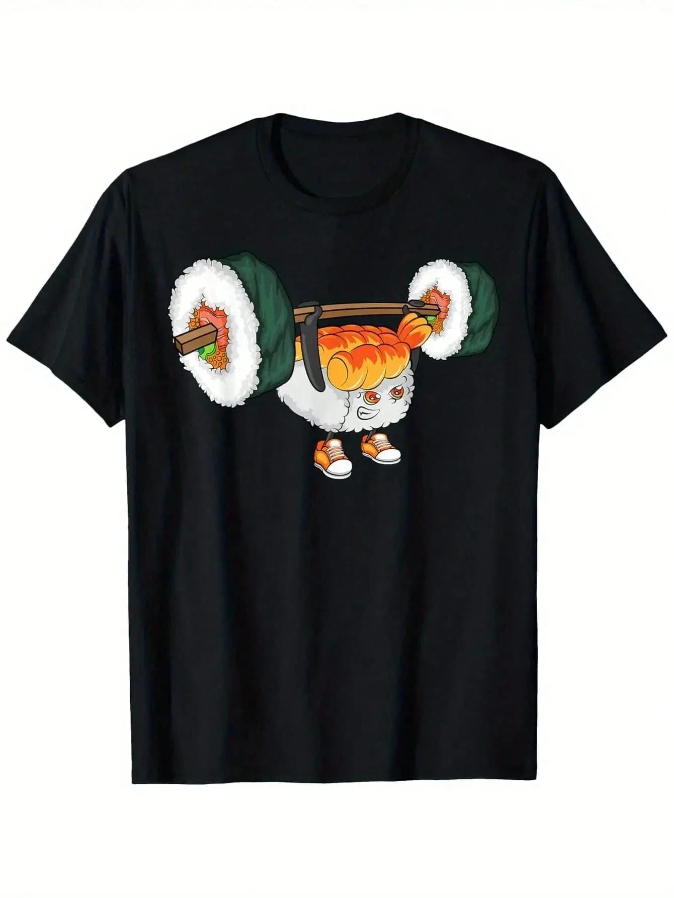 

Funny Sushi Weightlifting Graphic Tee Men Unisex Cotton Crew Neck Workout T-Shirt