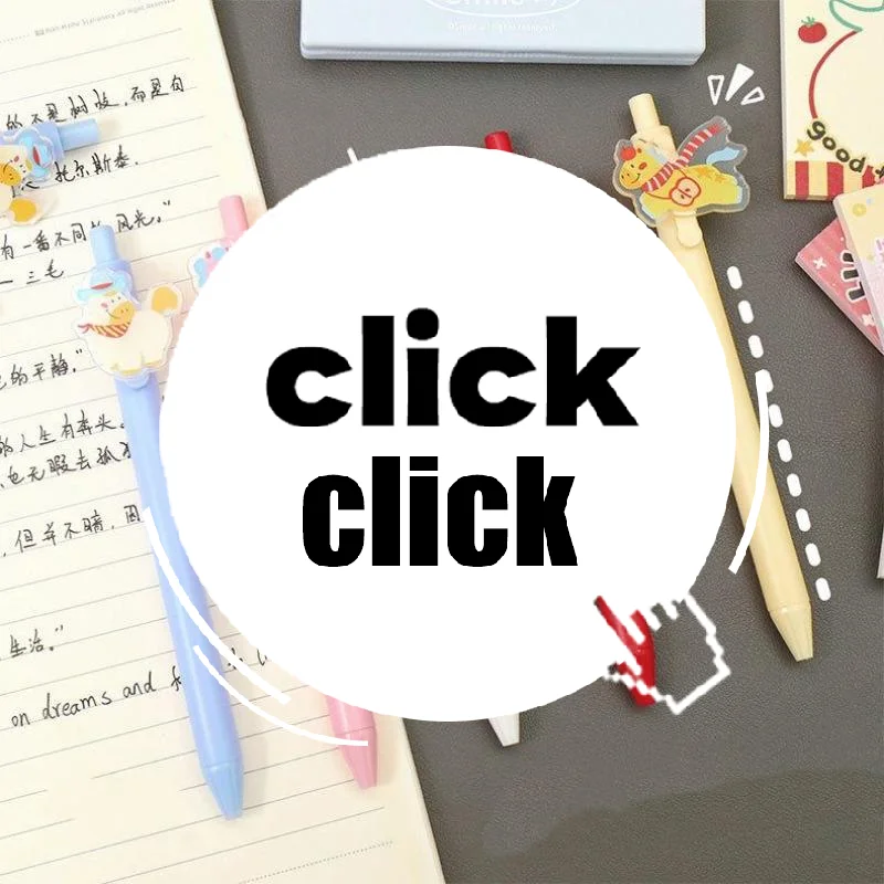 

5/6Pcs Cute Pony Neutral Pen Acrylic Decorative Gel Pen Quick Drying Neutral Pen Student Stationery Office Stationery Supplies