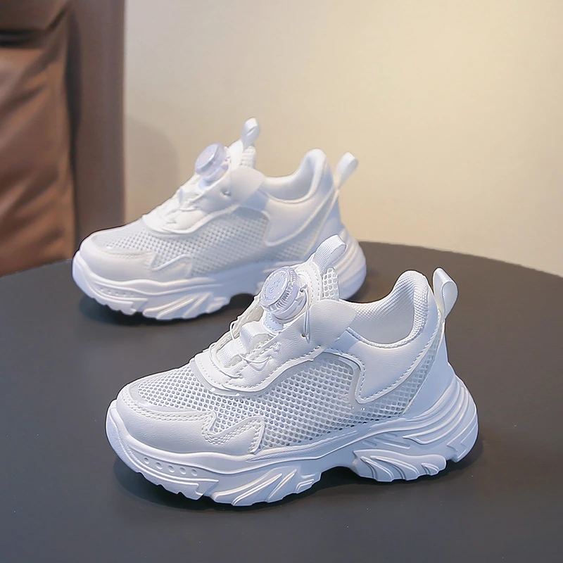 Girls Basketball Shoes Mesh Breathable Kids Running Shoes Rotating 2026 Brand New Children Casual Sports Shoes Soft Non-slip
