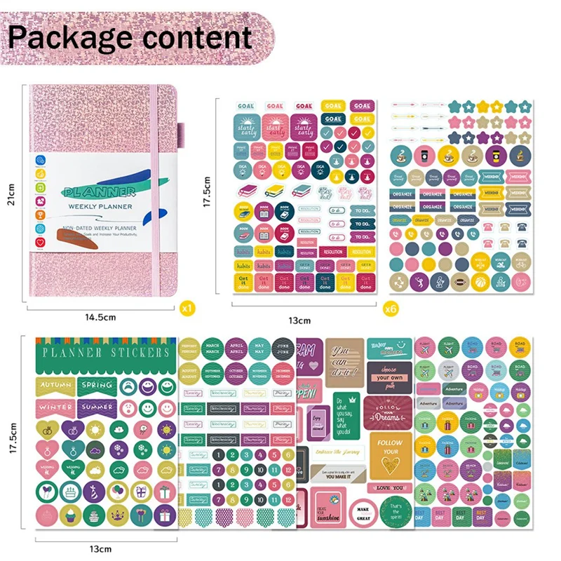 Caderno de papel para caderno AF91-A5 com alça elástica e adesivos para diário