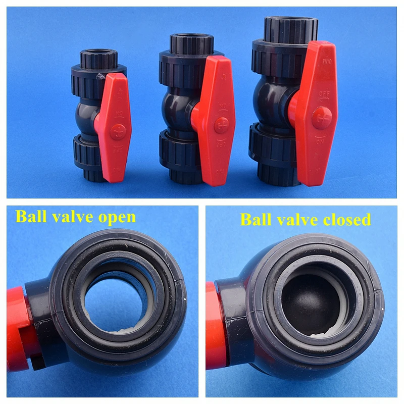 Dark Grey 20~50mm UPVC Union Ball Valve Garden Irrigation Water Pipe Connector Aquarium Piping Water Supply Flow Control Valve