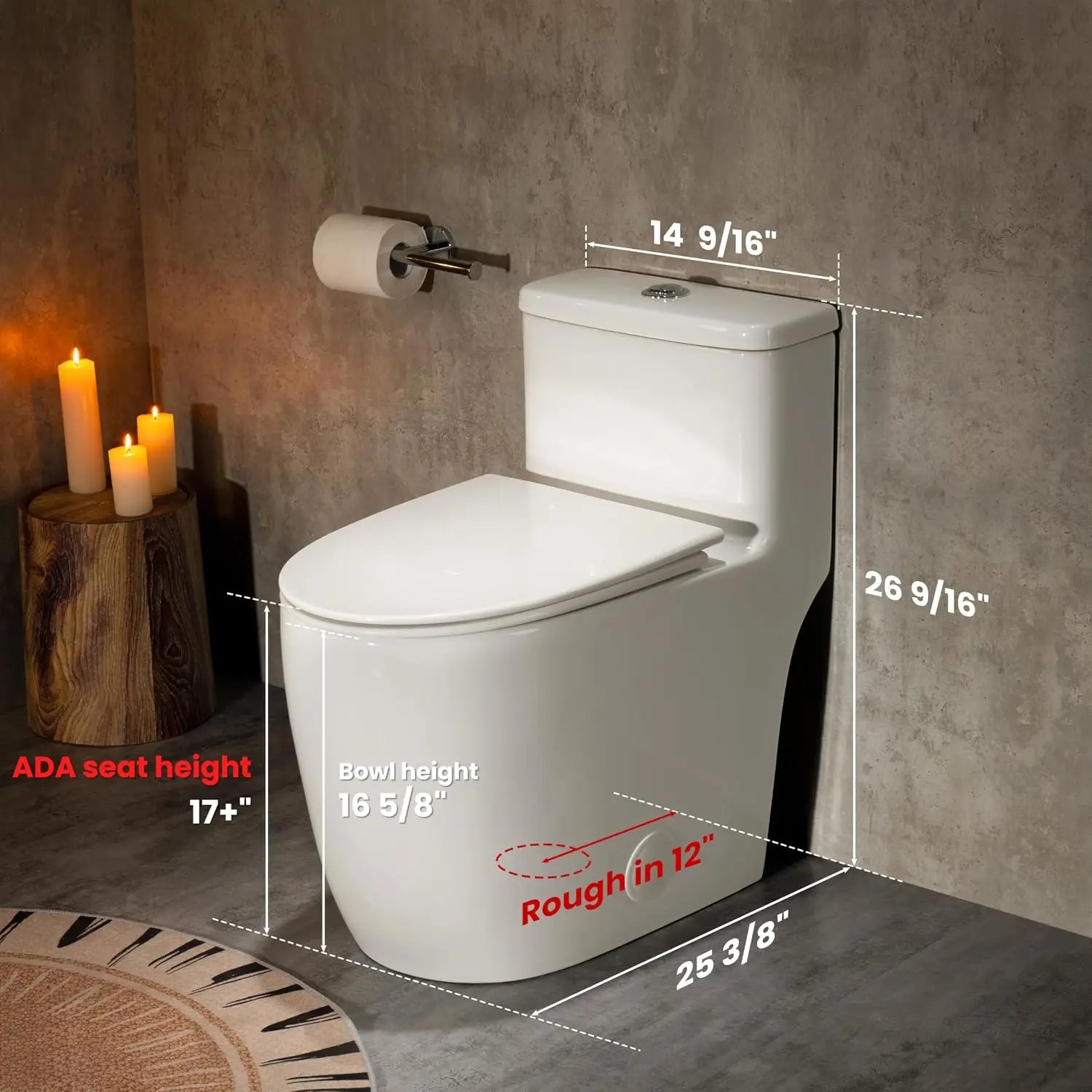 One Piece Toilet Elongated with 17.5