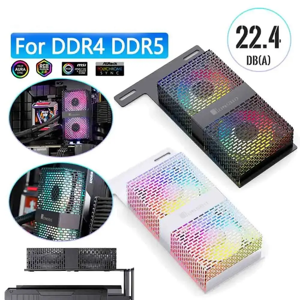 NEW 3 Pin ARGB Memory Cooling Low Noise 4Pin PWM RAM Dual Fans Fan 12V LED 5V DDR4/DDR5 RAM Heatsink Computer Accessories