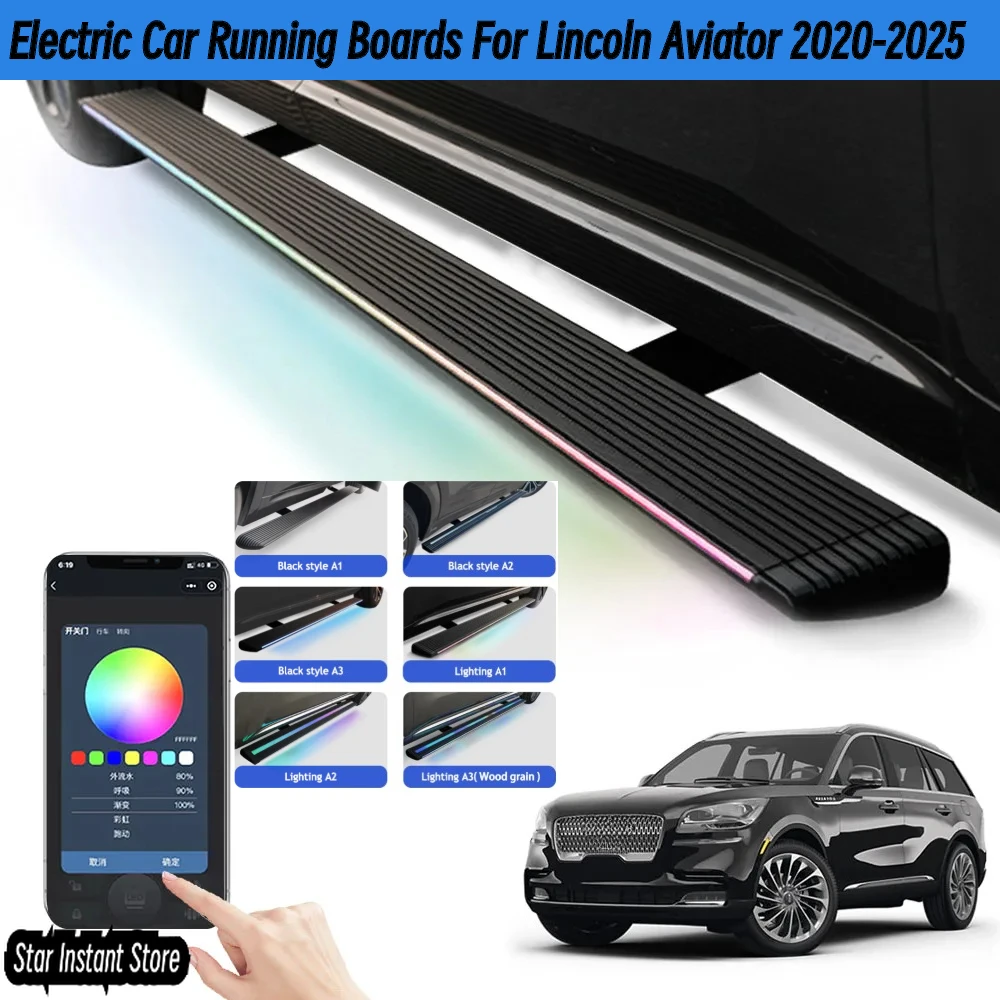 

Auto Retractable Running Boards for Lincoln Aviator 2020-2025, Electric Side Steps with LED Lights Anti-Slip Pedal