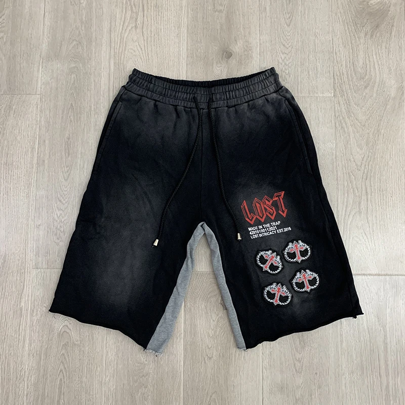 

Шорты Lost Intricity со стразами и вышивкой, унисекс, повседневные спортивные американские винтажные шорты свободного покроя