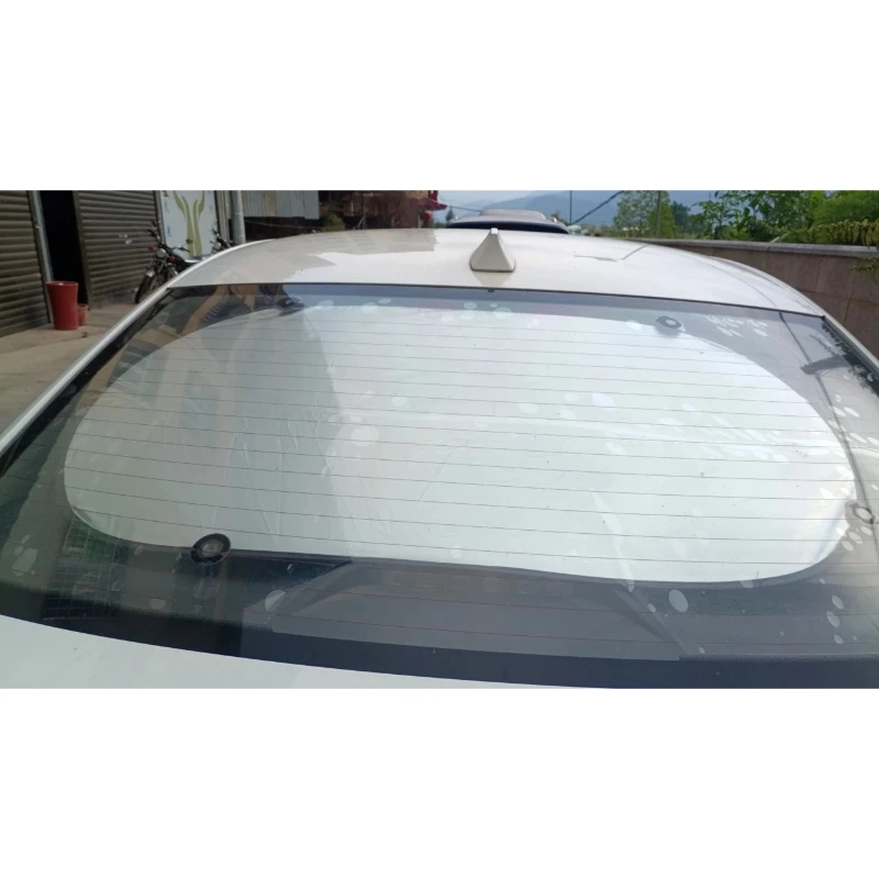 Car Rear Windshield Sun Curtain Universal Heat Insulation Shield with Suction Cups 210T Titanium Silver 39.37x19.76 Inch