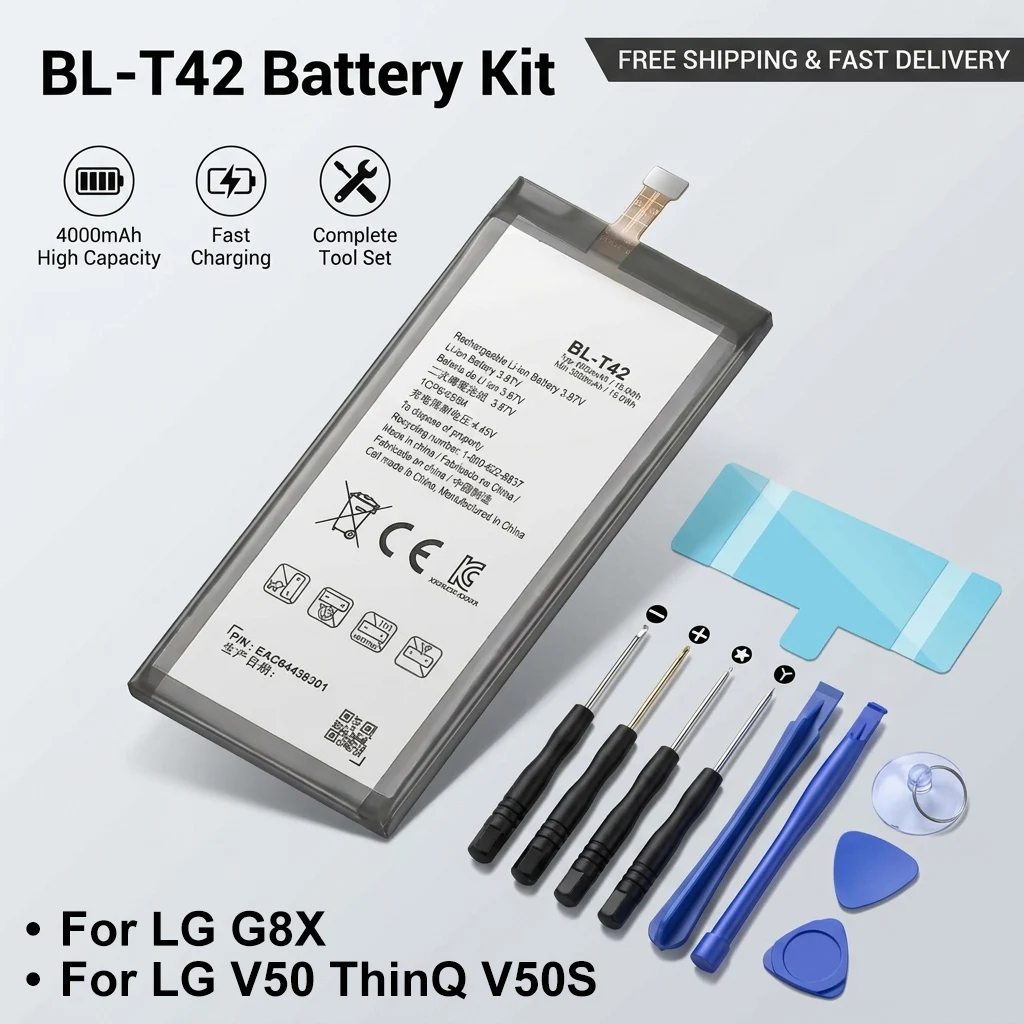 

BL-T42 Replacement Battery for LG V50 ThinQ V50S G8X ThinQ 4000mAh High Capacity Rechargeable Li-ion with Free Tools