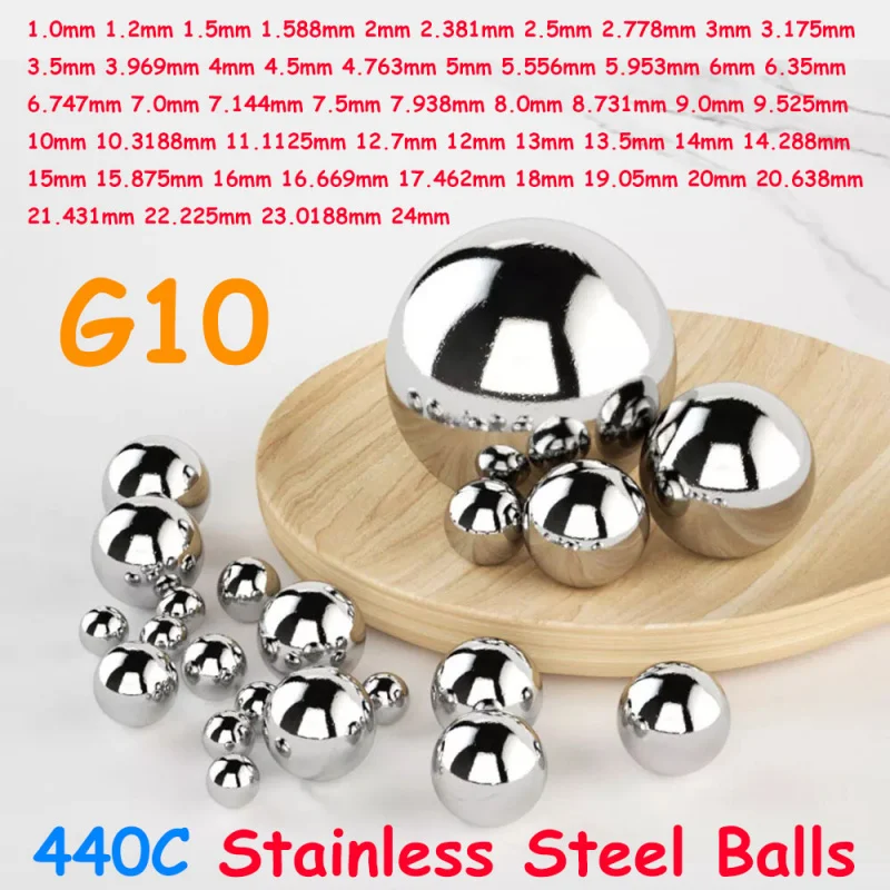 

1-500pcs 440C Stainless Steel Solid Steel Balls Dia 1-24mm G10 Grade High Precision Anti-corrosion Wear Corrosion Resistance