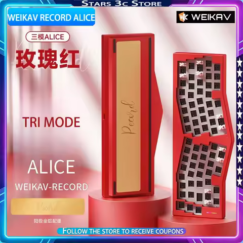 WEIKAV RECORD Alice Mechanical Keyboard Kit Wireless Tri Mode Aluminum Alloy Gasket QMK/VIA Custom Gaming Keyboard Accessories