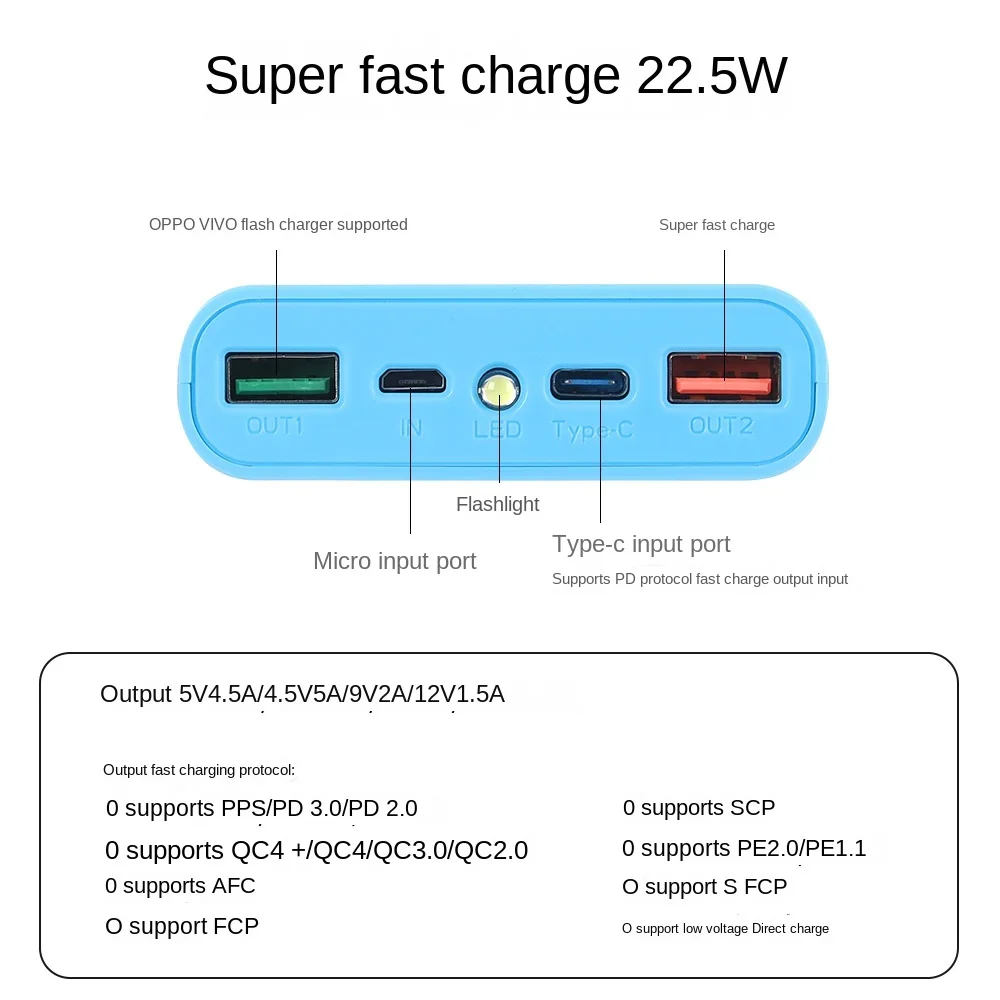 Dual USB Power Bank Shell Micro USB Type C 5V 4.5A DIY 8X18650 Case Battery Charge Storage Box Super Fast Charge without Battery