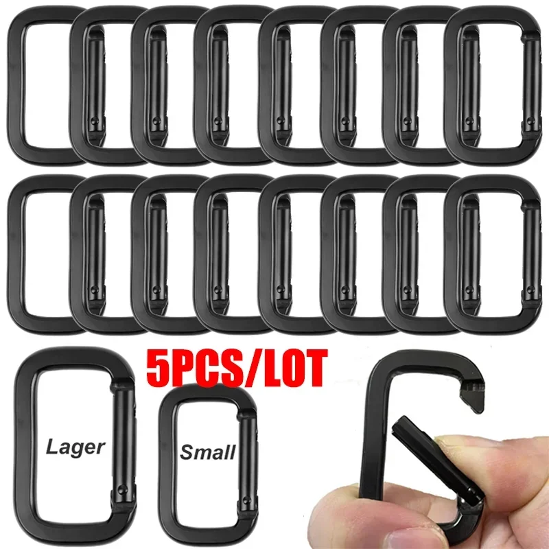 

1/5pcs Square-Ring Carabiner Buckles Spring Carabiners Snap Hooks Clip Keychain Outdoor Backpack Pendant Buckles Camping Tools