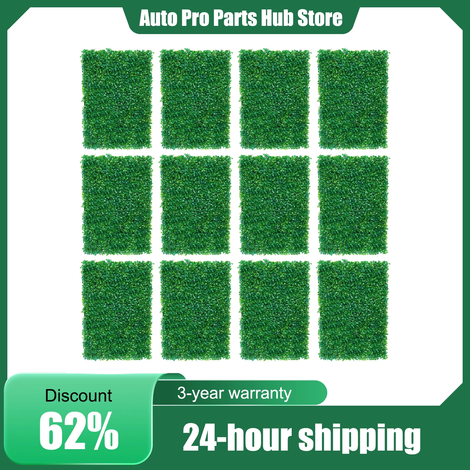 Pack of 12 Artificial Plant Wall Fence, Greenery Panel, Decor Foliage Hedge Grass Mat, Privacy Screen Decorative Fences 60x40cm