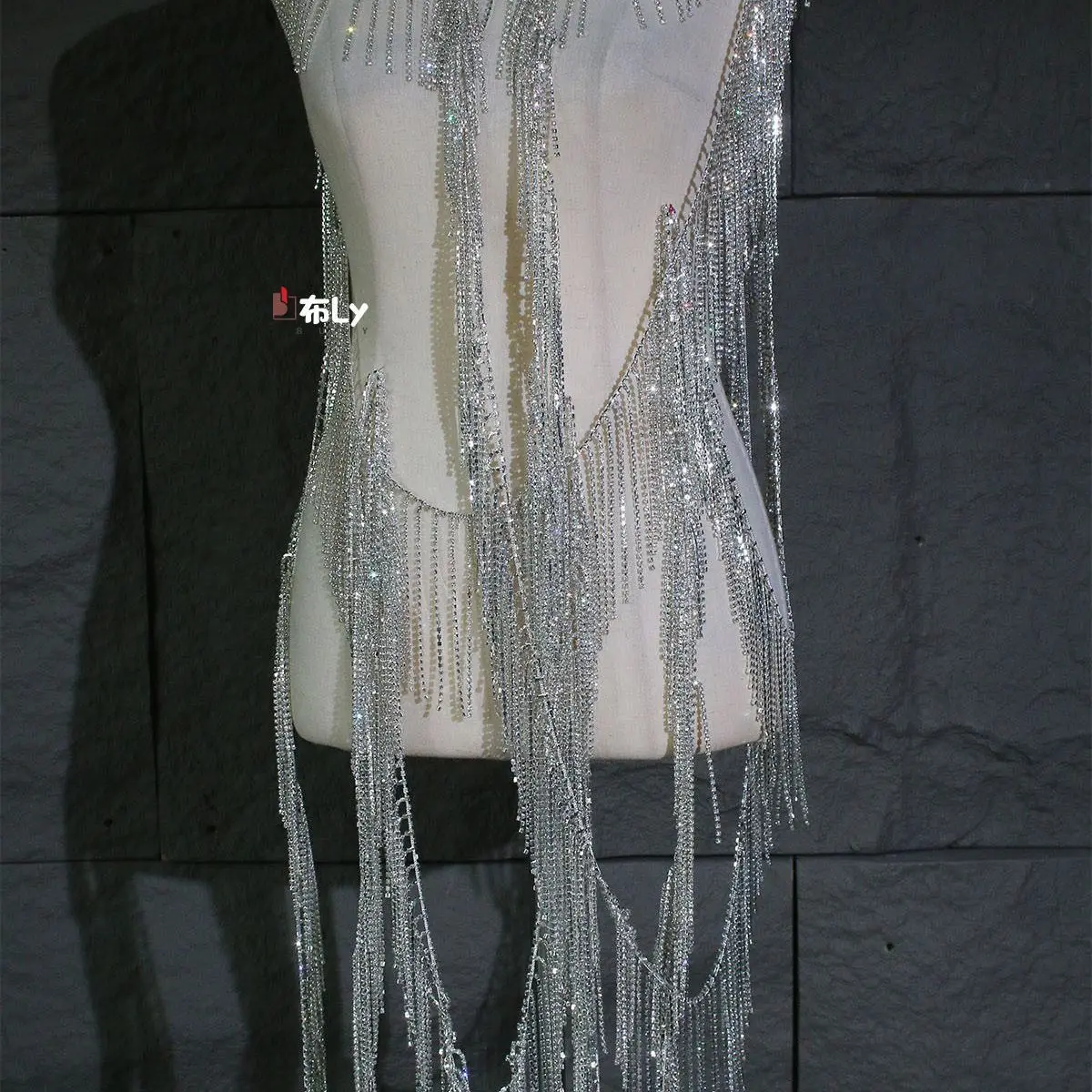 كريستال الترتر شرابة سلسلة حجر الراين أداء زي DIY بها بنفسك مخيط يدويا قلادة المواد فستان الزفاف الديكور #4