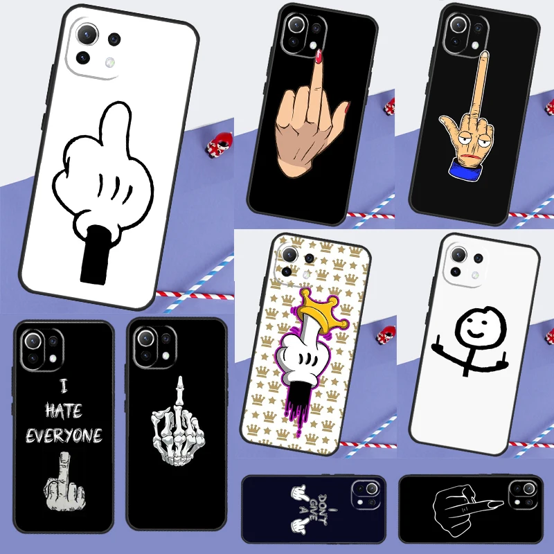 Cartoon Middle Finger Cover For Xiaomi 15 14 13 Ultra 11T 12T 13T 14T Pro POCO X7 Pro X3 X5 X6 M6 F5 F6 Pro Case