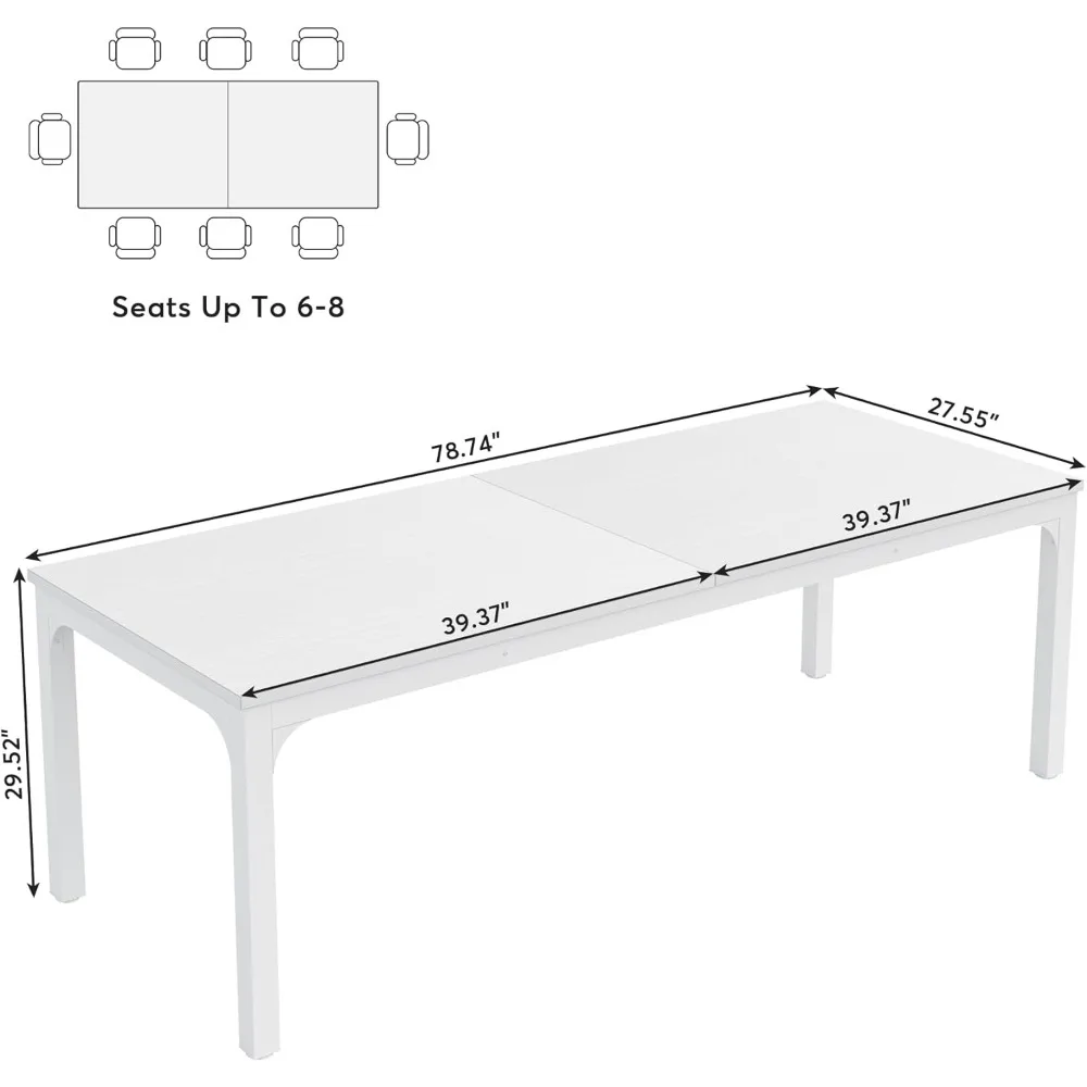 6.5 FT Conference Room Table, 78.74" W X 27.56" D Large Office Conference Table Seminar Meeting Table for Boardroom. (Only Table