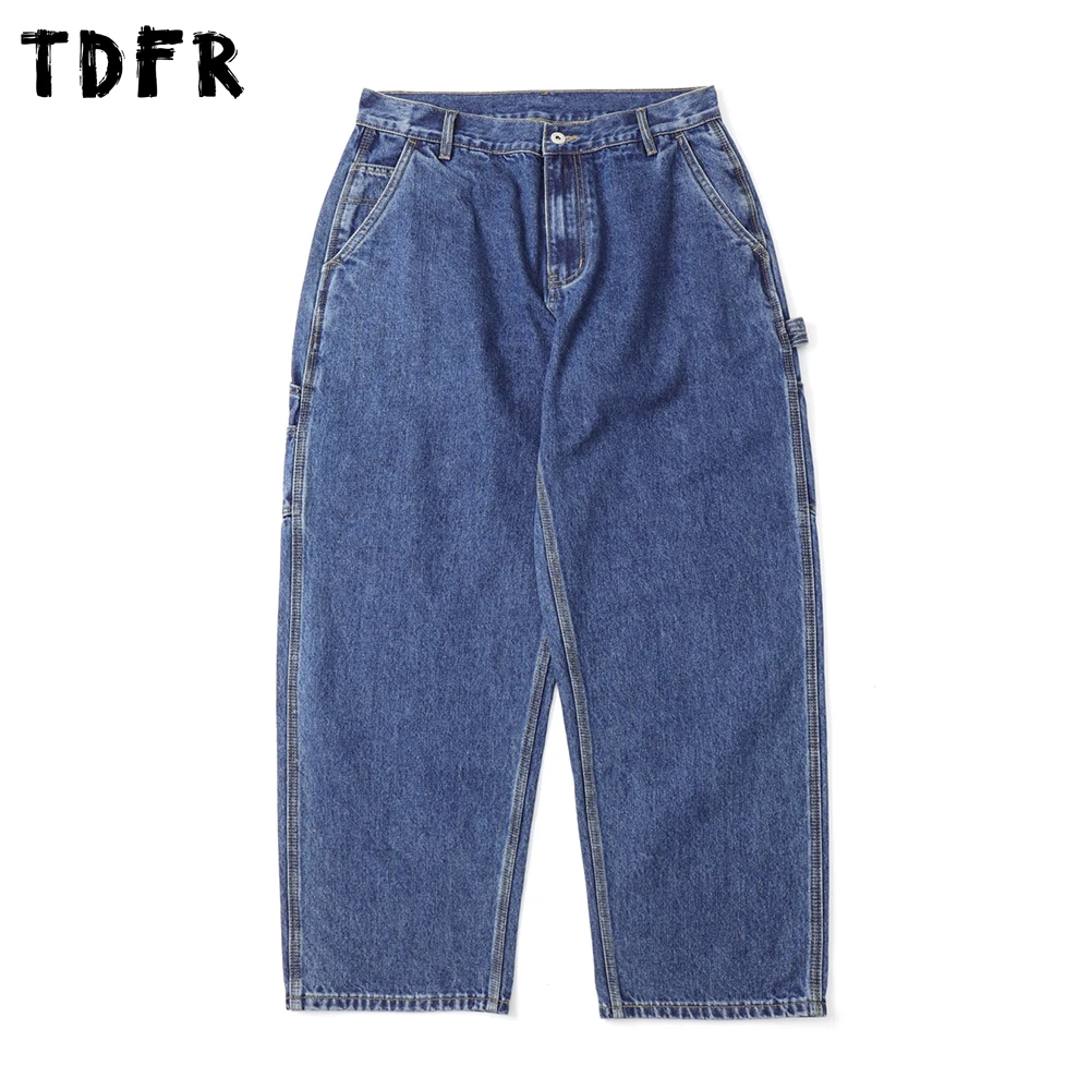 

Потертые потертые джинсы-карго, мужские карманные уличные брюки в стиле ретро, мешковатые широкие джинсовые брюки-карго, мужские брюки