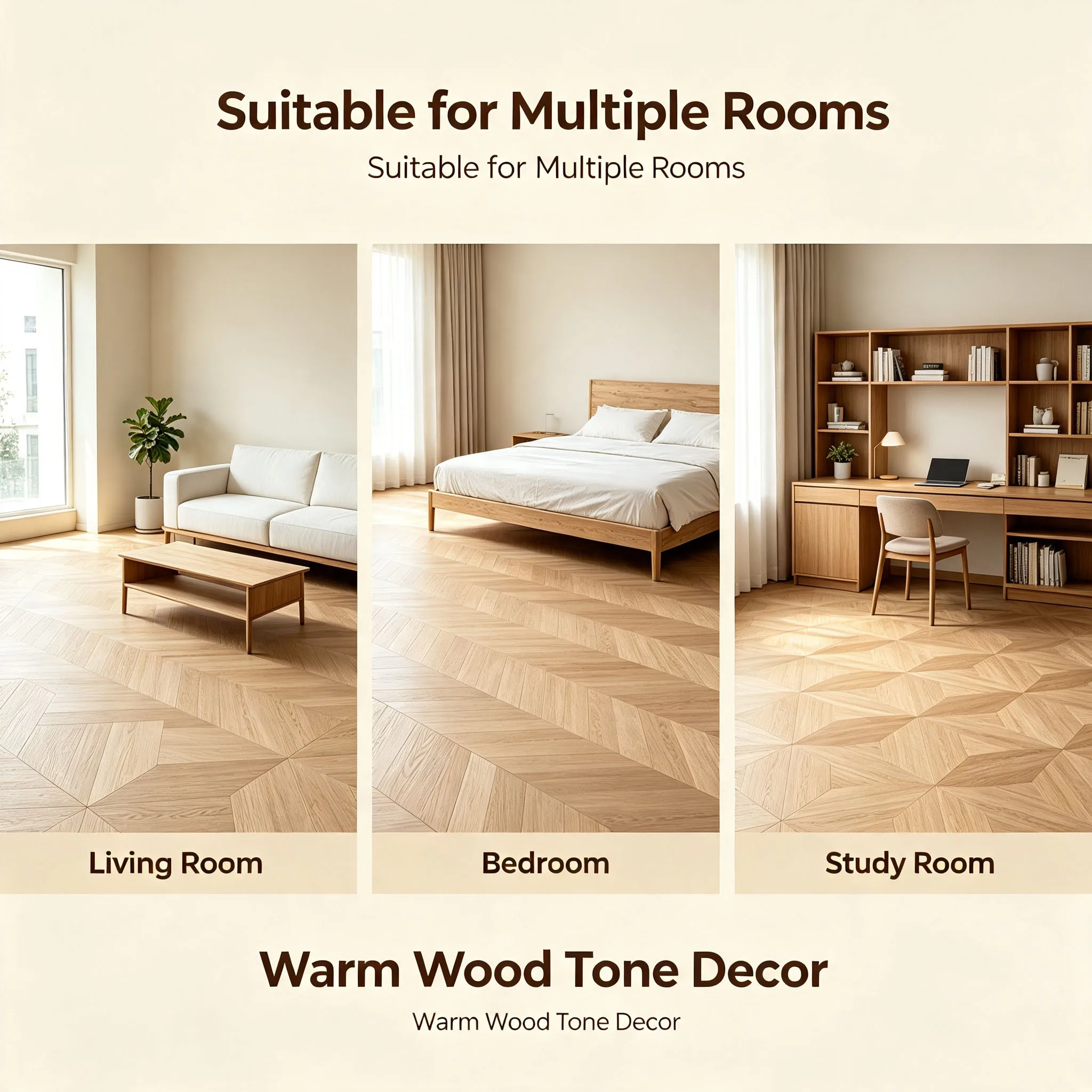 4pcs Oak Parquet Flooring 5975, Solid Wood Floor, Oak Wood Interlocking Floor Planks
