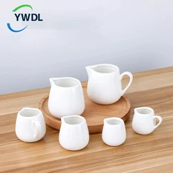 YWDL Mini Ceramic Milk Jug With Handle Espresso Coffee Cream Jugs Kitchen Sauce Cup Serving Pitcher White Milk Cup
