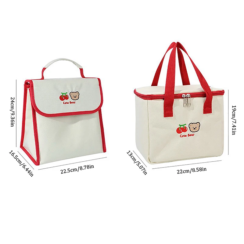 Cute Lunch Bag Large Capacity Canvas Anti-cooling Handbag Aluminum Foil Insulated Food Box Office Worker Portable Bento Bag image 6