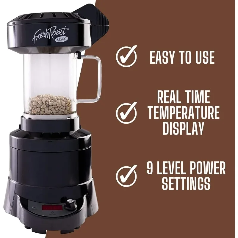 SR800 Automatic Coffee Bean Roaster Roast Coffee At Home Variable Heat Settings Convection Fan Control Digital