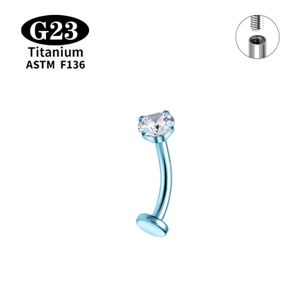 ASTM F136 G23 Titan Bauchnabelpiercing Körperschmuck mit Innengewinde und Zirkonia, 14G 8mm 10mm 12mm 14mm 16mm – Detail 7