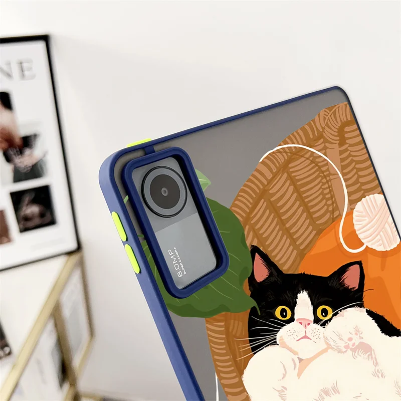 for Mi Pad 6S Pro  Tablet Case for Xiaomi MI Pad 6 5 Pro 11'' Redmi Pad SE 11 Inch Cute Back Cat Flowers Plants Hard Matte Cover